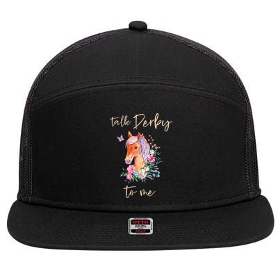 Talk Derby To Me Horse Racing Fan 7 Panel Mesh Trucker Snapback Hat