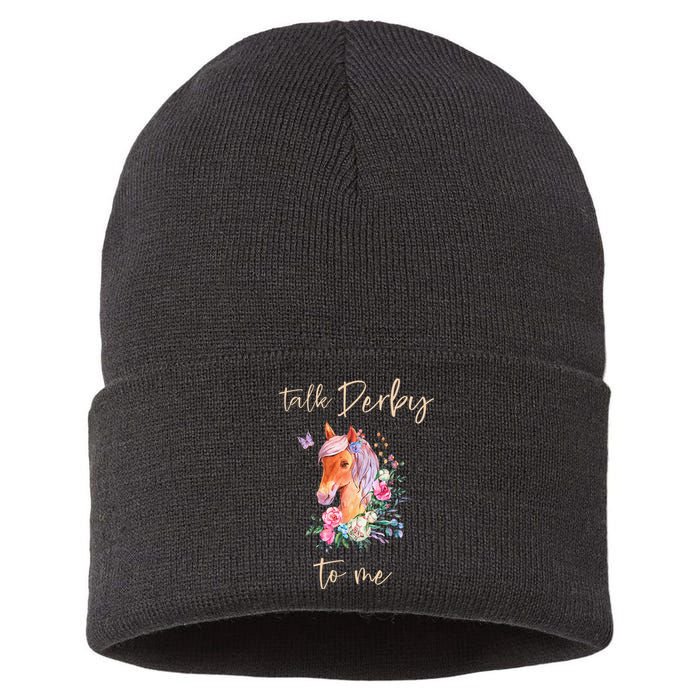 Talk Derby To Me Horse Racing Fan Sustainable Knit Beanie