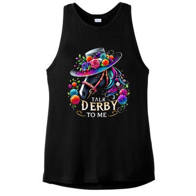 Talk Derby To Me Funny Derby Day 2024 Horse Ladies PosiCharge Tri-Blend Wicking Tank