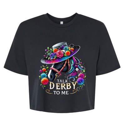 Talk Derby To Me Funny Derby Day 2024 Horse Bella+Canvas Jersey Crop Tee