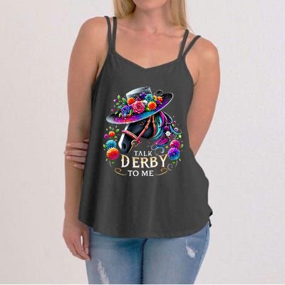 Talk Derby To Me Funny Derby Day 2024 Horse Women's Strappy Tank