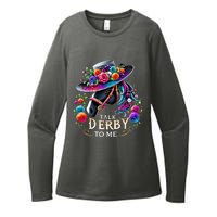 Talk Derby To Me Funny Derby Day 2024 Horse Womens CVC Long Sleeve Shirt