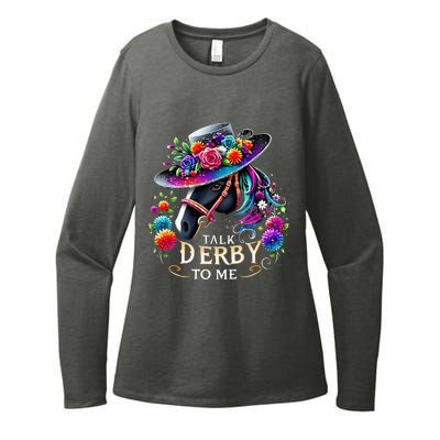 Talk Derby To Me Funny Derby Day 2024 Horse Womens CVC Long Sleeve Shirt