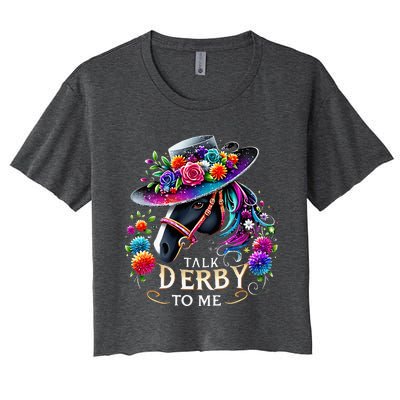 Talk Derby To Me Funny Derby Day 2024 Horse Women's Crop Top Tee