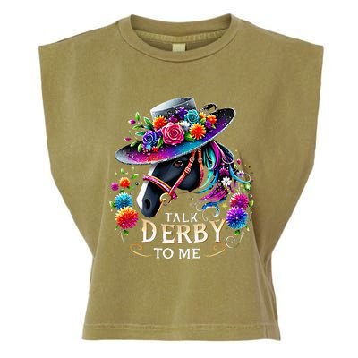 Talk Derby To Me Funny Derby Day 2024 Horse Garment-Dyed Women's Muscle Tee