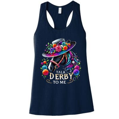 Talk Derby To Me Funny Derby Day 2024 Horse Women's Racerback Tank