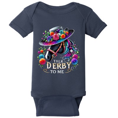 Talk Derby To Me Funny Derby Day 2024 Horse Baby Bodysuit