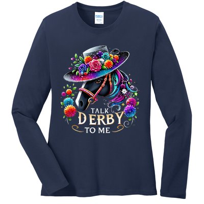 Talk Derby To Me Funny Derby Day 2024 Horse Ladies Long Sleeve Shirt