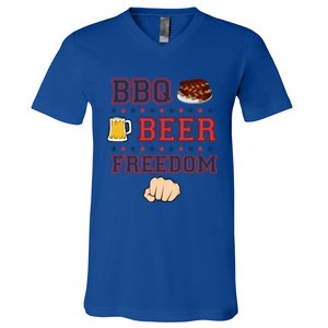 Truck Driving Usa Bbq Beer Freedom Traveling Tee Gift V-Neck T-Shirt