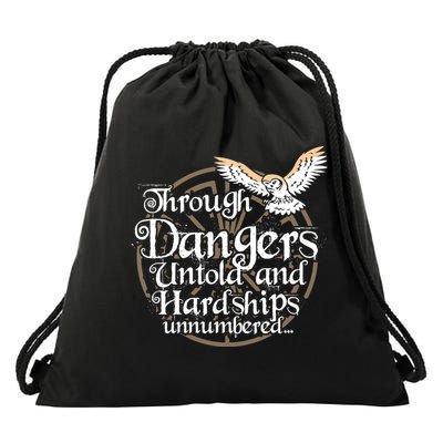 Through Dangers Untold And Hardships Unnumbered Drawstring Bag