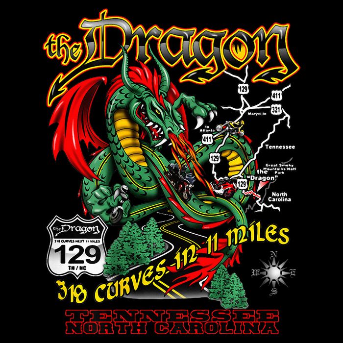 The Dragon Us 129 318 Curves 11 Miles Design Cooling Performance Crew T-Shirt