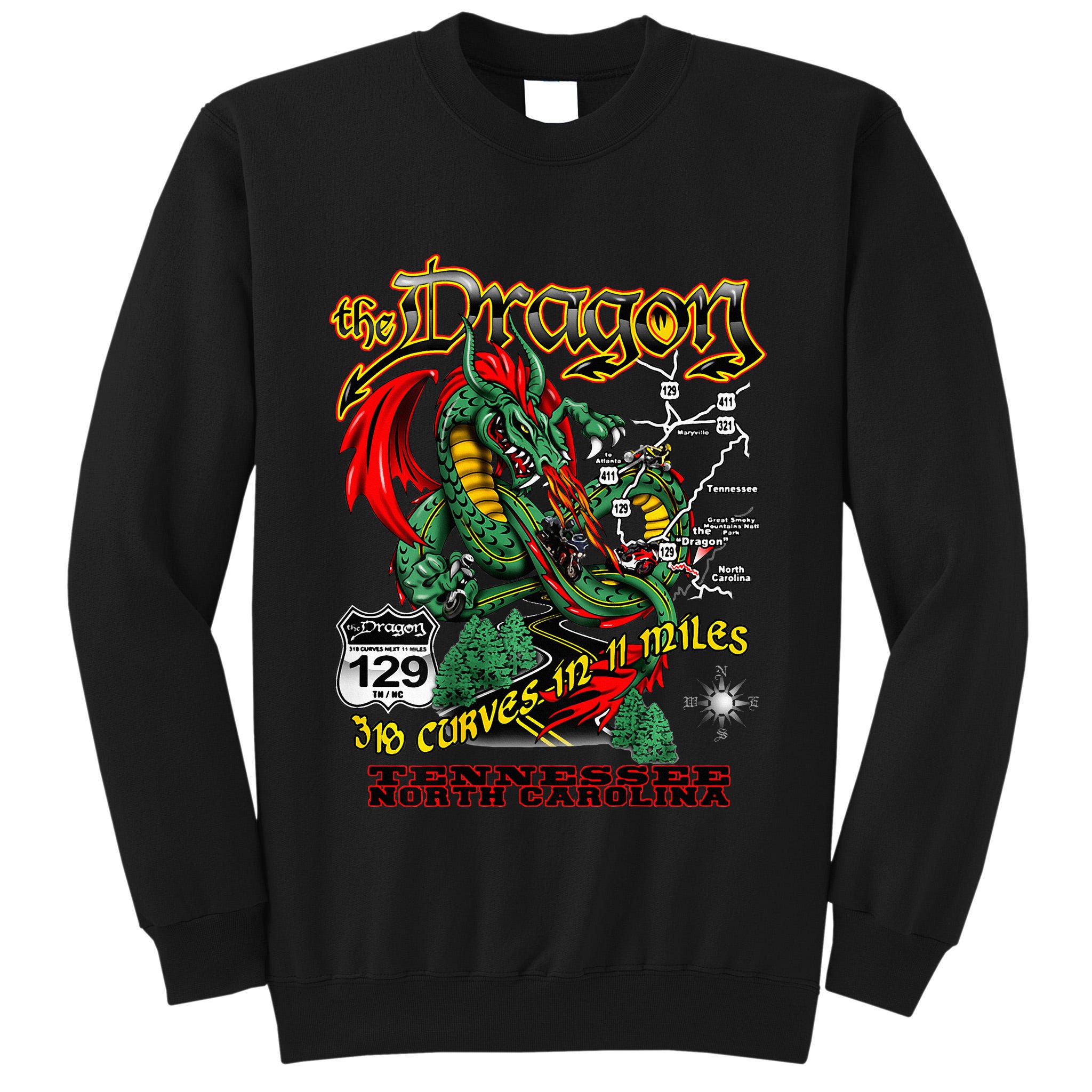 The Dragon Us 129 318 Curves 11 Miles Design Tall Sweatshirt