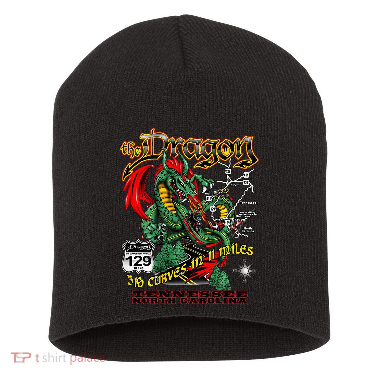 The Dragon Us 129 318 Curves 11 Miles Design Short Acrylic Beanie