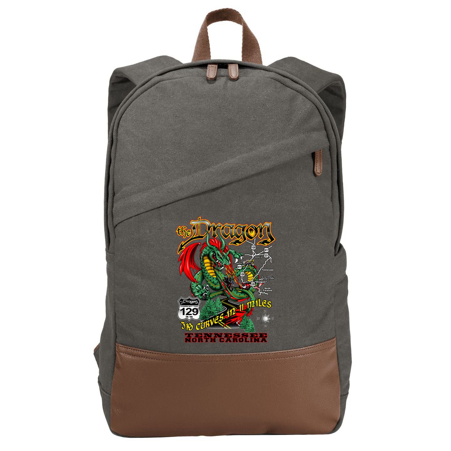 The Dragon Us 129 318 Curves 11 Miles Design Cotton Canvas Backpack