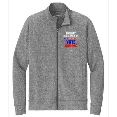 Trump Dishonors Us Vote Kamala Harris Waltz Anti Trump Flag Stretch Full-Zip Cadet Jacket