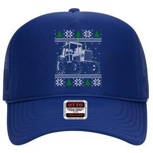 Tractor Driver Ugly Christmas Farm Operator Gift High Crown Mesh Back Trucker Hat