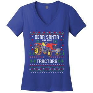 Tractor Driver Ugly Xmas Harvester Farmer Christmas Gift Women's V-Neck T-Shirt