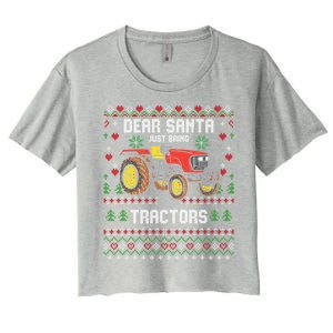 Tractor Driver Ugly Xmas Harvester Farmer Christmas Gift Women's Crop Top Tee