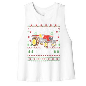 Tractor Driver Ugly Xmas Harvester Farmer Christmas Gift Women's Racerback Cropped Tank