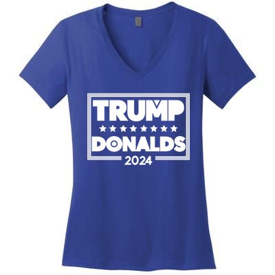 Trump Donalds Voter Clothing 2024 Election Gift Women's V-Neck T-Shirt