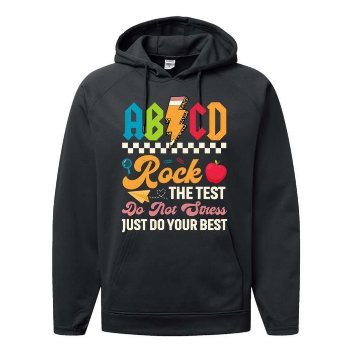 Test Day Vintage Testing Abcd Rock The Test Day Teachers Students Performance Fleece Hoodie