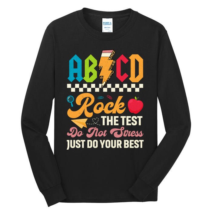 Test Day Vintage Testing Abcd Rock The Test Day Teachers Students Tall Long Sleeve T-Shirt