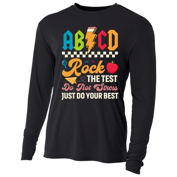 Test Day Vintage Testing Abcd Rock The Test Day Teachers Students Cooling Performance Long Sleeve Crew