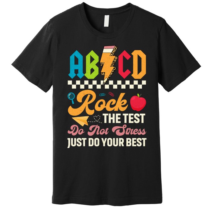 Test Day Vintage Testing Abcd Rock The Test Day Teachers Students Premium T-Shirt