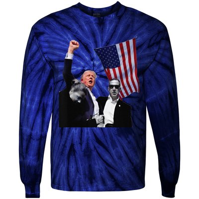 Trump Defiant Victory July 13th 2024 Rise Up America Tie-Dye Long Sleeve Shirt