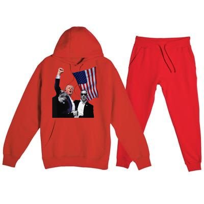 Trump Defiant Victory July 13th 2024 Rise Up America Premium Hooded Sweatsuit Set