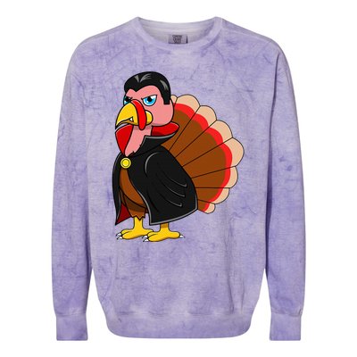 Turkey Dracula Vampire Costume for Thanksgiving Fans Colorblast Crewneck Sweatshirt