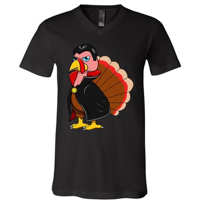 Turkey Dracula Vampire Costume for Thanksgiving Fans V-Neck T-Shirt