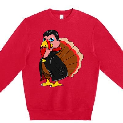 Turkey Dracula Vampire Costume for Thanksgiving Fans Premium Crewneck Sweatshirt