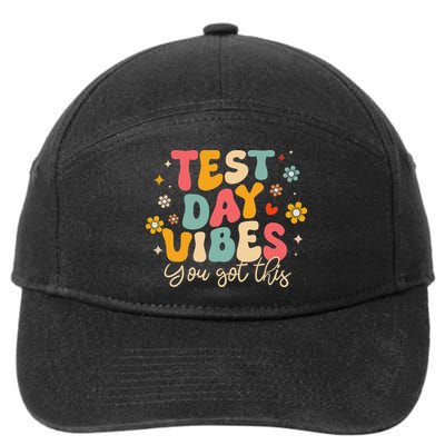 Test Day Vibes Groovy Testing Day Teacher Student Exam 7-Panel Snapback Hat