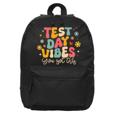 Test Day Vibes Groovy Testing Day Teacher Student Exam 16 in Basic Backpack