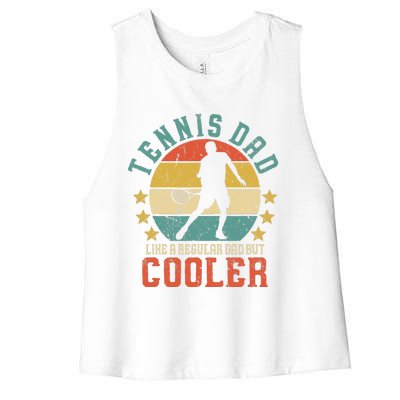 Tennis Dad Vintage Tennis Player Fathers Day Women's Racerback Cropped Tank