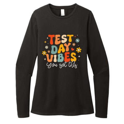 Test Day Vibes Groovy Testing Day Teacher Student Exam Womens CVC Long Sleeve Shirt