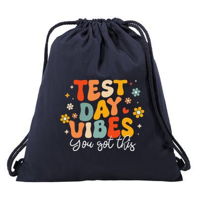 Test Day Vibes Groovy Testing Day Teacher Student Exam Drawstring Bag