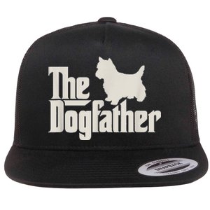 The Dogfather West Highland White Terrier Dog Daddy Dogs Flat Bill Trucker Hat