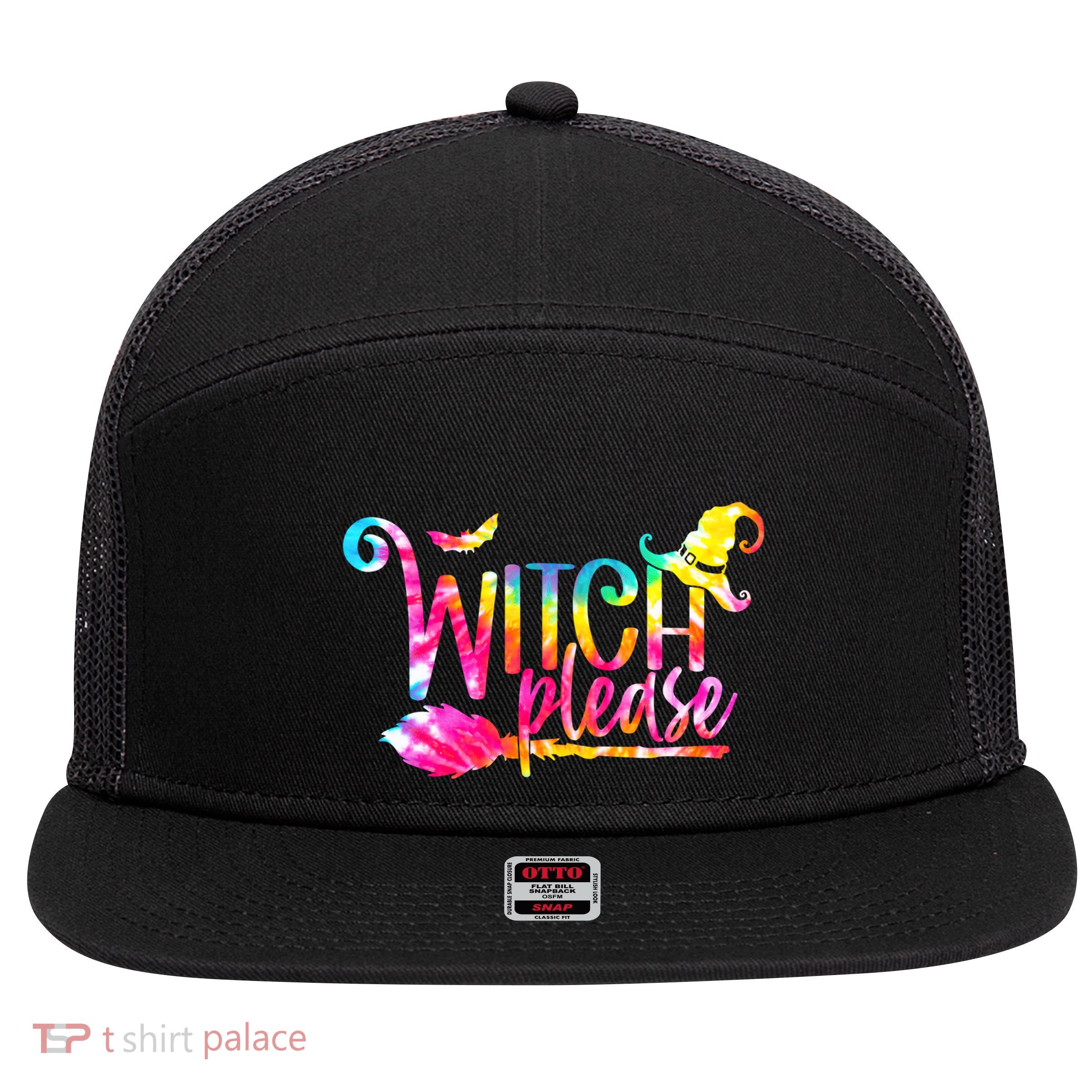 Tie Dye Witch Please Halloween Witch Vibes Witchy Gift 7 Panel Mesh Trucker Snapback Hat