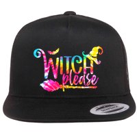 Tie Dye Witch Please Halloween Witch Vibes Witchy Gift Flat Bill Trucker Hat