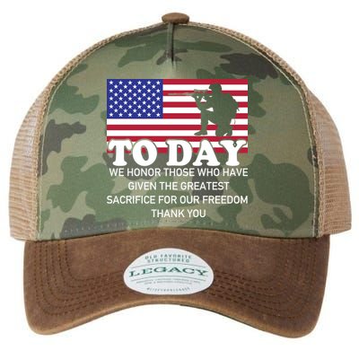 To Day We Honor Those Who Have Given The Greatest Sacrifice Memorial Day Gift Legacy Tie Dye Trucker Hat