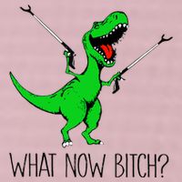 TRex Dinosaur What Now Bitch Funny Tyrannosaurus Rex TShirt 25L Jumbo Tote