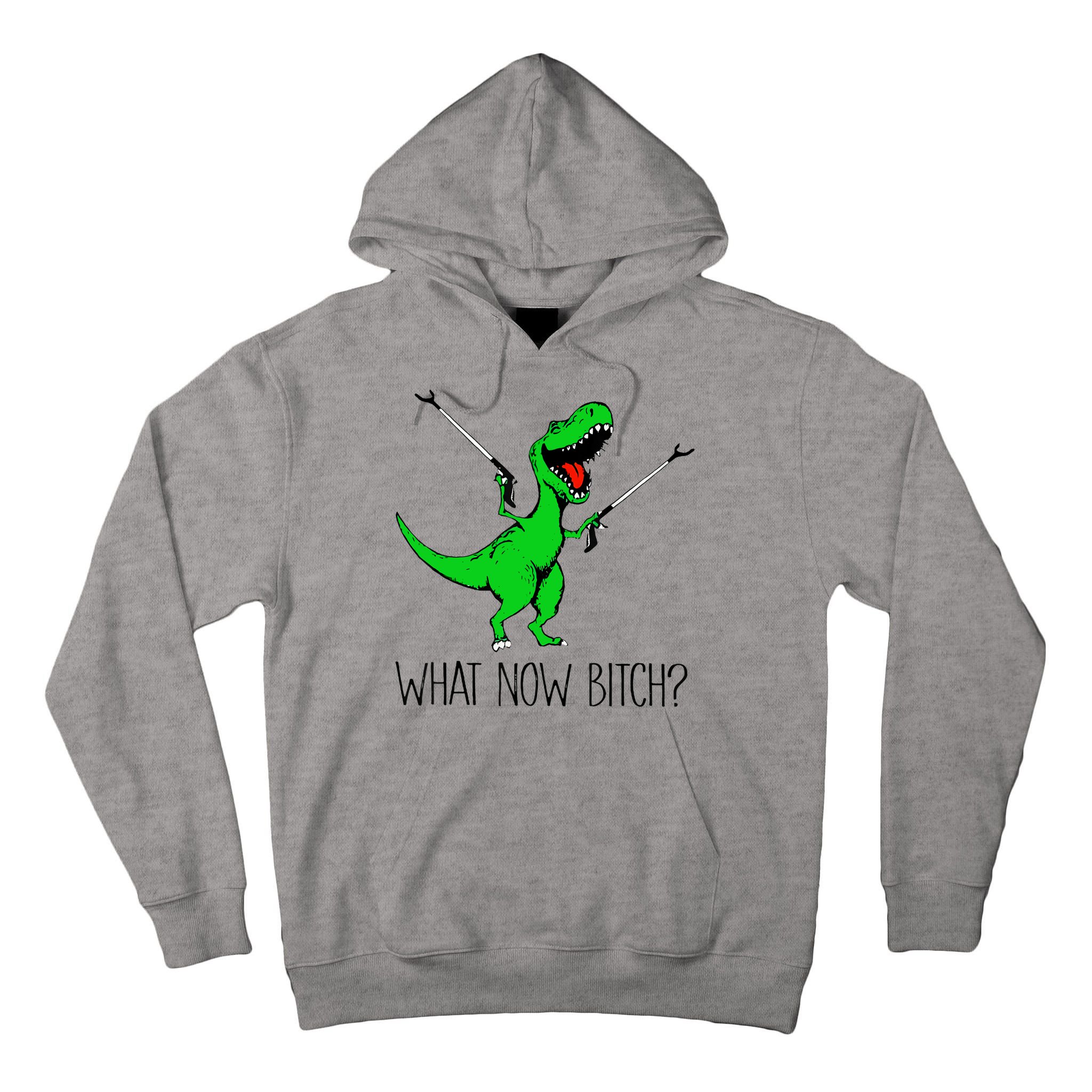 TRex Dinosaur What Now Bitch Funny Tyrannosaurus Rex TShirt Tall Hoodie