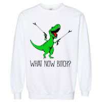 TRex Dinosaur What Now Bitch Funny Tyrannosaurus Rex TShirt Garment-Dyed Sweatshirt