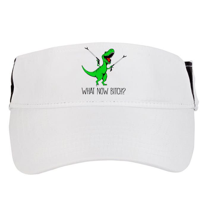 TRex Dinosaur What Now Bitch Funny Tyrannosaurus Rex TShirt Adult Drive Performance Visor