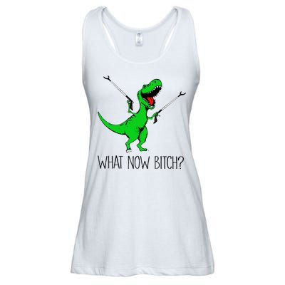 TRex Dinosaur What Now Bitch Funny Tyrannosaurus Rex TShirt Ladies Essential Flowy Tank