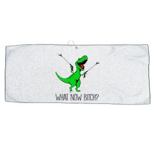 TRex Dinosaur What Now Bitch Funny Tyrannosaurus Rex TShirt Large Microfiber Waffle Golf Towel