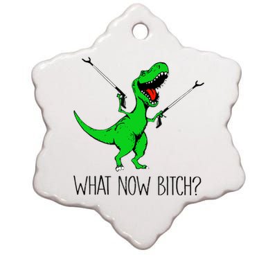 TRex Dinosaur What Now Bitch Funny Tyrannosaurus Rex TShirt Ceramic Star Ornament