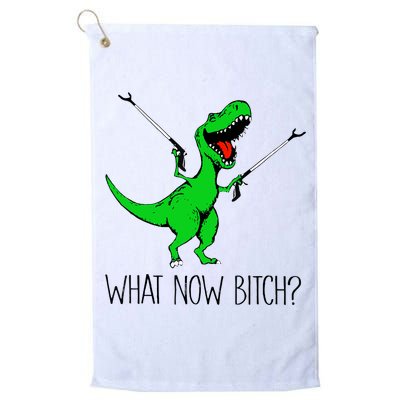 TRex Dinosaur What Now Bitch Funny Tyrannosaurus Rex TShirt Golf Towel